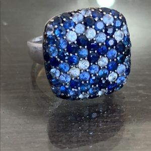 Effy Collection Sapphire Pavé Ring Sterling Silver